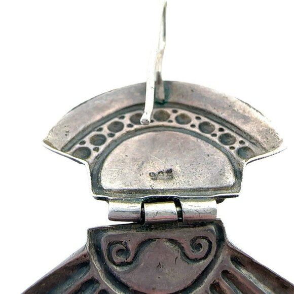 Vintage Sterling Silver & Abalone Fan Hinged Artisan Pierced Earrings! 113 - Picture 4 of 4